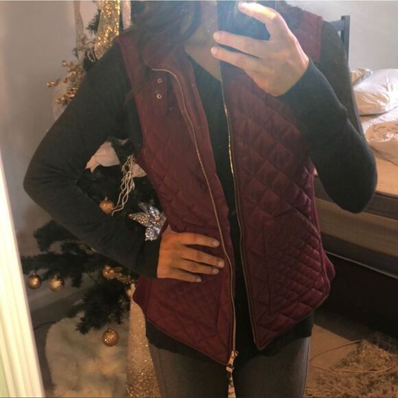 Miami Burgundy & Gold Quilted Vest Size S - Picture 7 of 7
